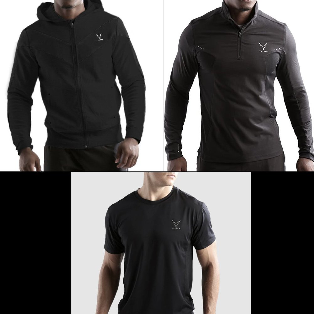 Vaiden 3 Pack Men's Polarix Thermal Zip Up Hoodie+Argus 1/4 Zip+Vortex Shirt LG